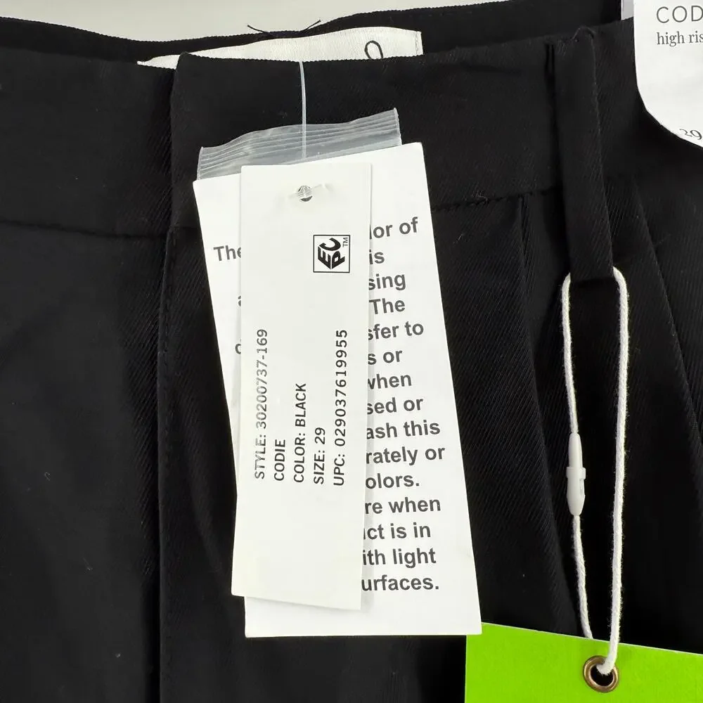Sam Edelman Codie Pants Size 29 Black NWT High Rise Wide Leg Pleated Trousers